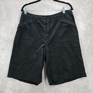 D&Co Denim + Company Black Bermuda Cottn Pants Shorts‎ Large
